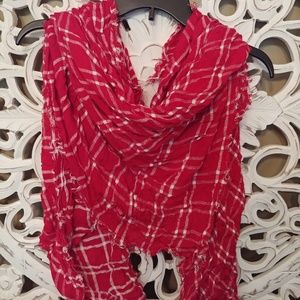 Plaid Red and White Calvin Klein Scarf